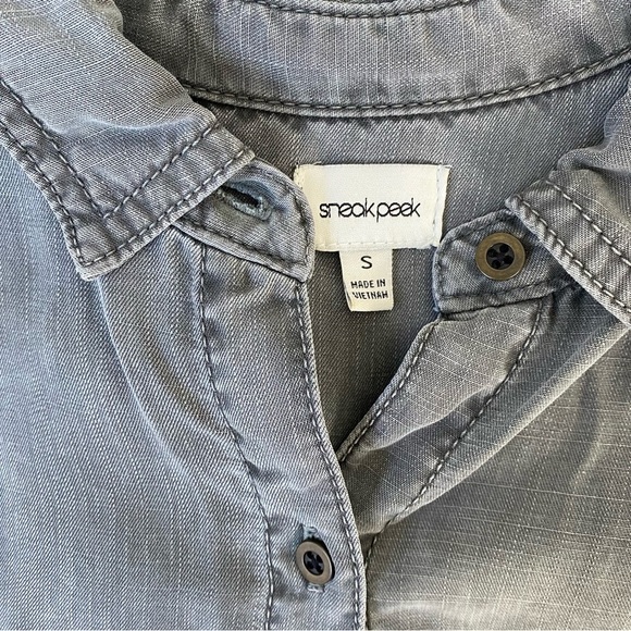 Sneak Peek Utility Split Hem Long Sleeve Shirt Dress, Slate Grey, Size S - Picture 3 of 8